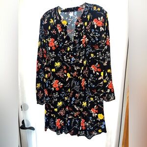 Old Navy Black Dress with Floral Patterns